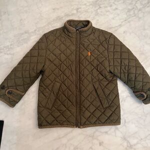 Ralph Lauren Olive Quilted Jacket with Orange Accent
